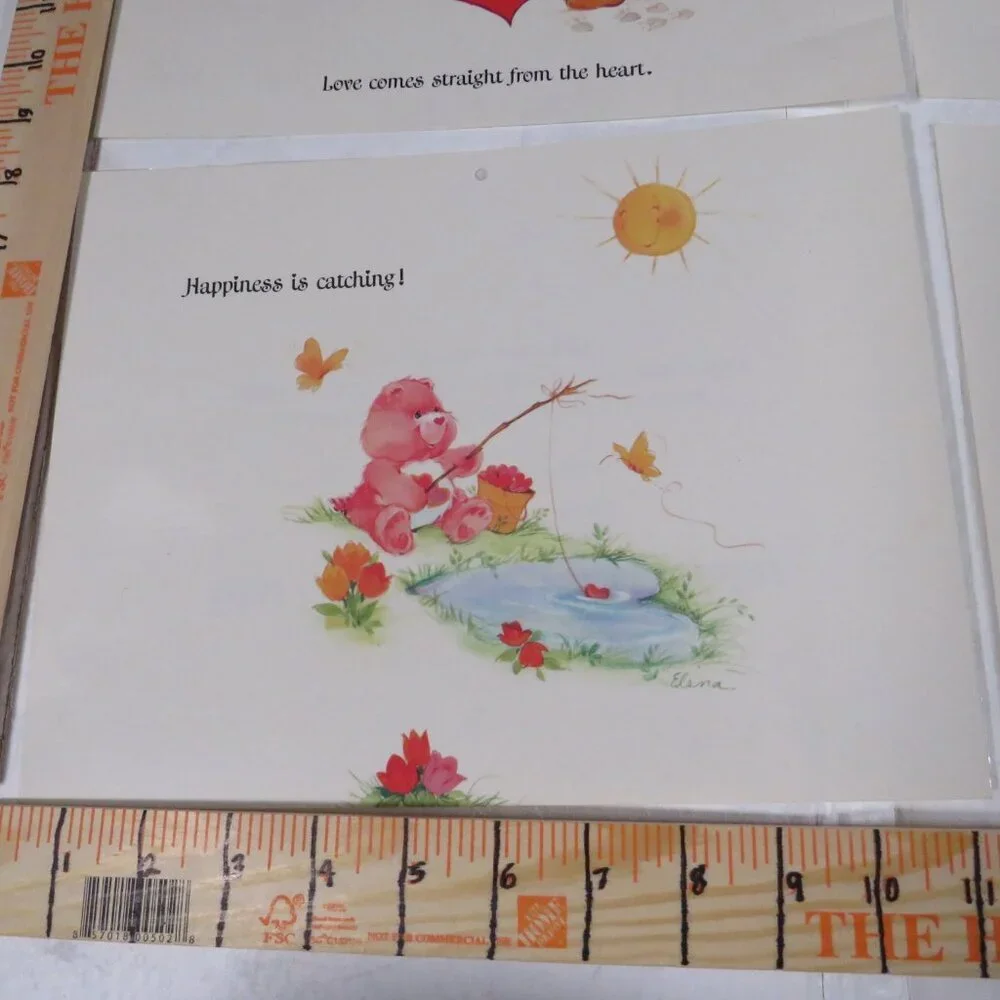 Care Bear (4) calendar pages LAMINATED (not connected)